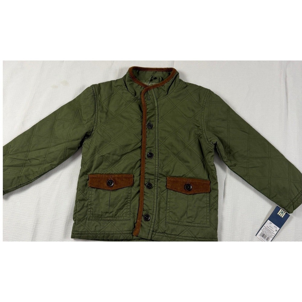 Genuine Kids OshKosh Child 4T Quilted Barn Jacket Olive Green Corduroy Trim NEW